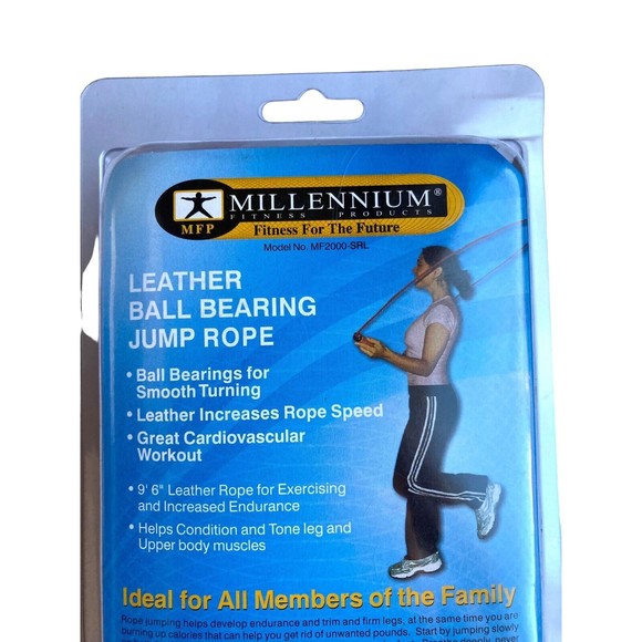 Millennium Fitness 9’ 6” Leather Jump Rope Ball Bearing Handles NIB - Picture 5 of 10